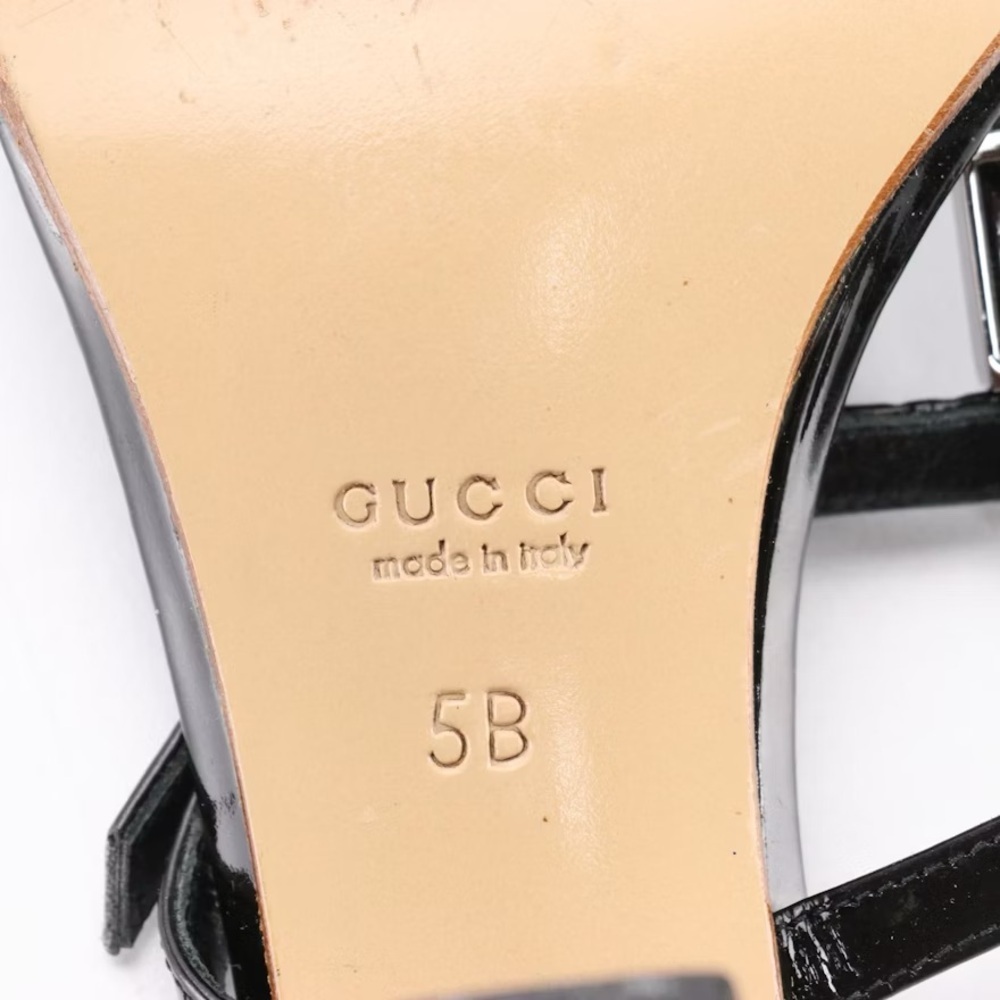 AUTHENTIC GUCCI Black•Leather•SquareToe•Sandal•SIZE 5B  Good Condition - Picture 5 of 6